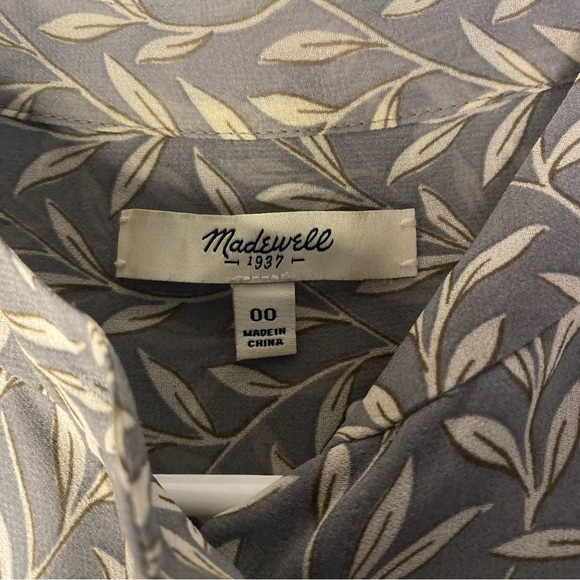 Madewell Grey Willow Leaf Print Sleeveless Sack Midi Dress Frilly Fairy Size 00 - Picture 8 of 16